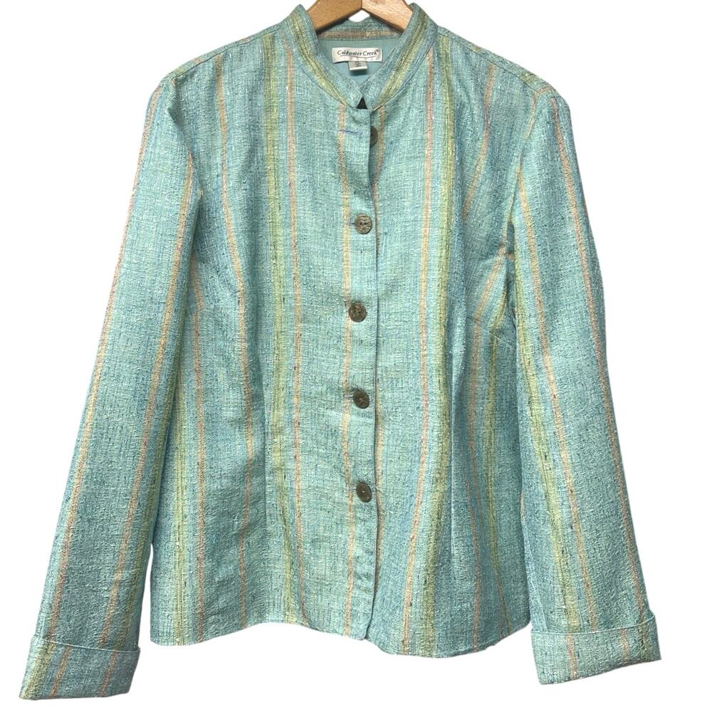 Coldwater Creek Teal Striped Blazer
